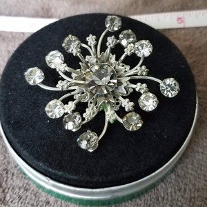 Crystal Flower Burst Pin - vintage
